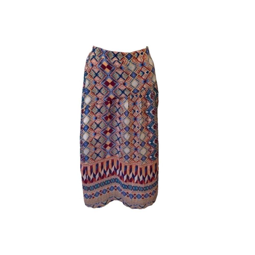 HD In Paris Silk Multicolor‎ Geometric Patterned Long Skirt Size 0